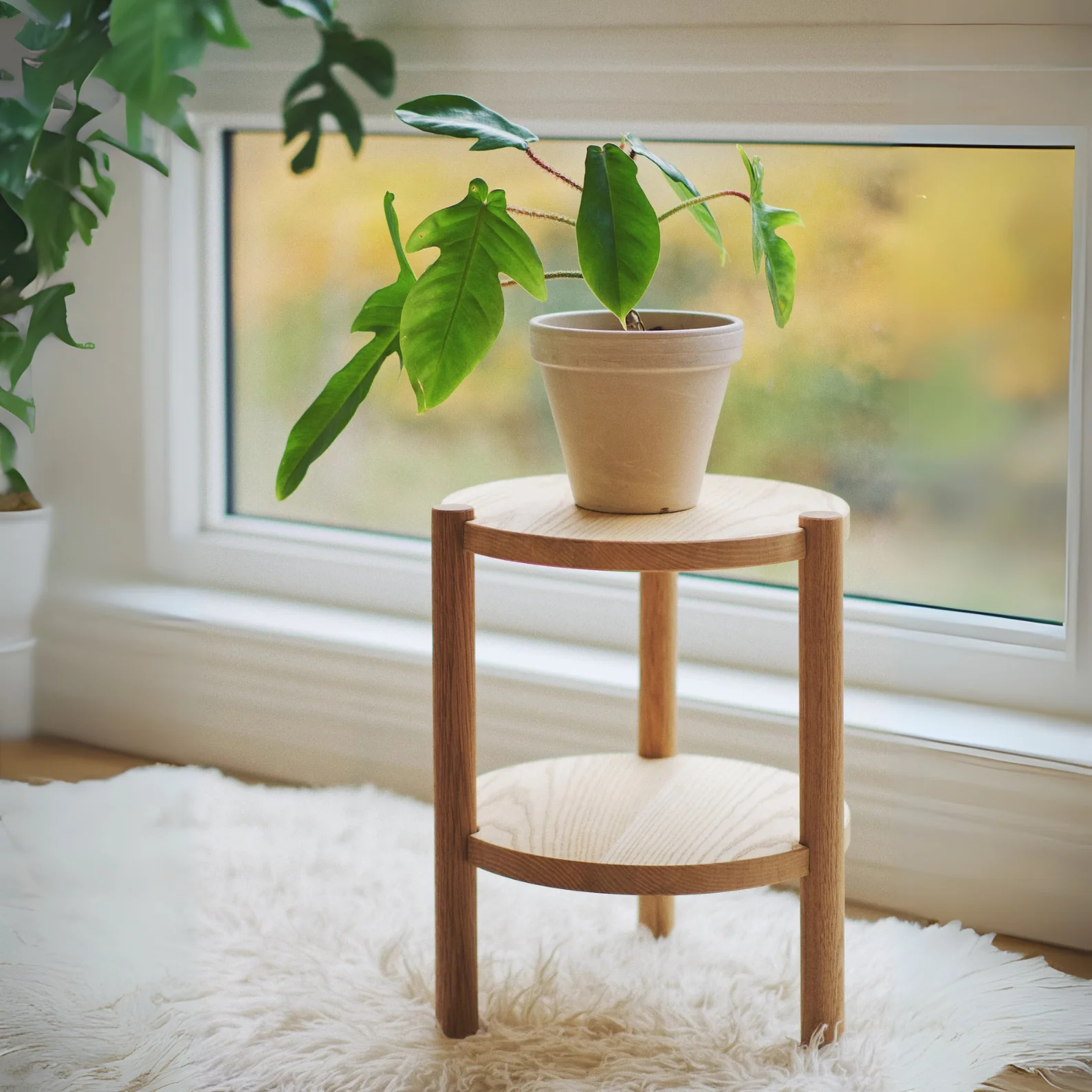 Untitled_design_84.webp Round Pine Wood Plant Stand - Image 1