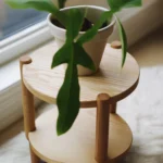 Round Pine Wood Plant Stand - Image 3