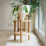 Round Pine Wood Plant Stand - Image 2