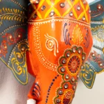 Orange Handpainted Elephant Wall Decor - Image 2