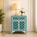 Modern Green or White Bone Inlay Bedside Table