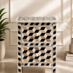 Modern Brown ,Black or White Bone Inlay Bedside Table