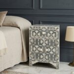 Modern Grey Bone Inlay Bedside Table