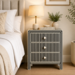 Black White Stripe Bone Inlay Chest of Drawers Handmade 3 Drawer Dresser Modern Luxury Storage Cabinet Bedroom Furniture