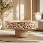 Modern Round Brown Bone Inly Coffee Table