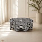 Modern Round Black Bone Inly Coffee Table