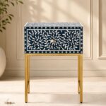 Modern Blue or White Color Bone Inlay Bedside Table