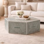 Modern Round Green Bone Inly Coffee Table