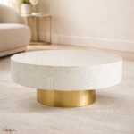 Modern Round White Mix Bone Inly Coffee Table - Image 3