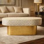 Modern Bone Inly Coffee Table With Golden Legs