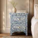 Blue and White Bone Inlay Bedside Table