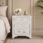 White or Grey Bone Inlay Bedside Table