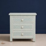 Green or White Bone Inlay Bedside Table