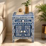 Blue or White Floral Bone Inlay Bedside Table