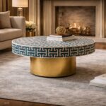 Modern Round Green Bone Inly Coffee Table