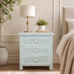 Grey Modern Bone Inlay Bedside Table