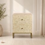 Yellow Modern Bone Inlay Bedside Table