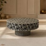 Modern Round Bone Inly Floral Coffee Table - Image 2