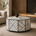 Modern Round Bone Inly Coffee Table