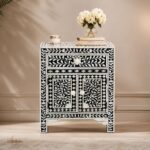 Modern Black White Bone Inlay Bedside Table
