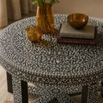 Modern Round Black Bone Inly Coffee Table - Image 3
