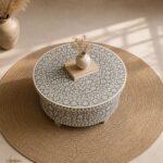 Modern Round Grey Bone Inly Coffee Table - Image 2