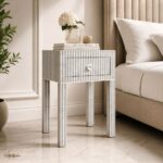 Modern Grey or White Color Bone Inlay Bedside Table - Image 2