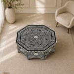 Modern Round Black Bone Inly Coffee Table - Image 2