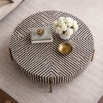 Modern Round Black or White Bone Inly Coffee Table - Image 2