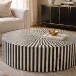 Round Bone Inly Black or White Coffee Table - Image 2