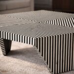 Modern Round Black or White Mix Bone Inly Coffee Table - Image 2