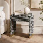 Black or White Bone Inlay Bedside Table - Image 2
