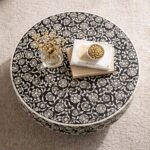 Modern Round Black or White Mix Bone Inly Coffee Table - Image 2
