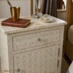 Grey Bone Inlay Bedside Table - Image 3