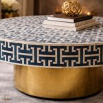 Modern Round Green Bone Inly Coffee Table - Image 2