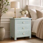 Grey Modern Bone Inlay Bedside Table - Image 2