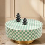 Round Green Bone Inly Coffee Table - Image 3