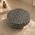 Modern Round Bone Inly Floral Coffee Table - Image 3