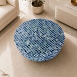 Modern Round Blue Bone Inly Coffee Table - Image 5