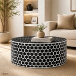 Modern Round Black Bone Inly Coffee Table