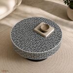 Modern Round Black or White Bone Inly Coffee Table - Image 2