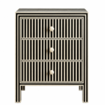 Black White Stripe Bone Inlay Chest of Drawers Handmade 3 Drawer Dresser Modern Luxury Storage Cabinet Bedroom Furniture - Image 3