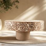 Modern Round Brown Bone Inly Coffee Table - Image 3