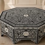 Modern Round Black Bone Inly Coffee Table - Image 3