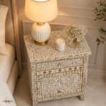 Modern Brown ,White or Grey Color Bone Inlay Bedside Table - Image 3