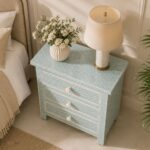 Modern Blue or White Color Bone Inlay Bedside Table - Image 3