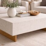 Modern Bone Inly Grey Coffee Table With Brown Legs - Image 3