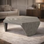 Modern Round Black or White Mix Bone Inly Coffee Table - Image 3