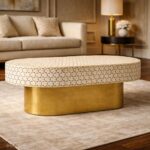 Modern Bone Inly Coffee Table With Golden Legs - Image 2