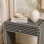Black or White Bone Inlay Bedside Table - Image 3